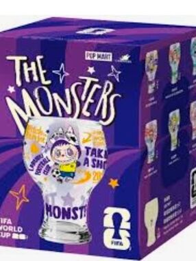 Pop Mart THE MONSTERS x FIFA Series Labubu Glass Cup .